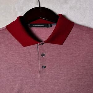 Ermenegildo Zegna Knit Pique Cotton Polo Shirt Men's M Italy Luxury Stretch Red